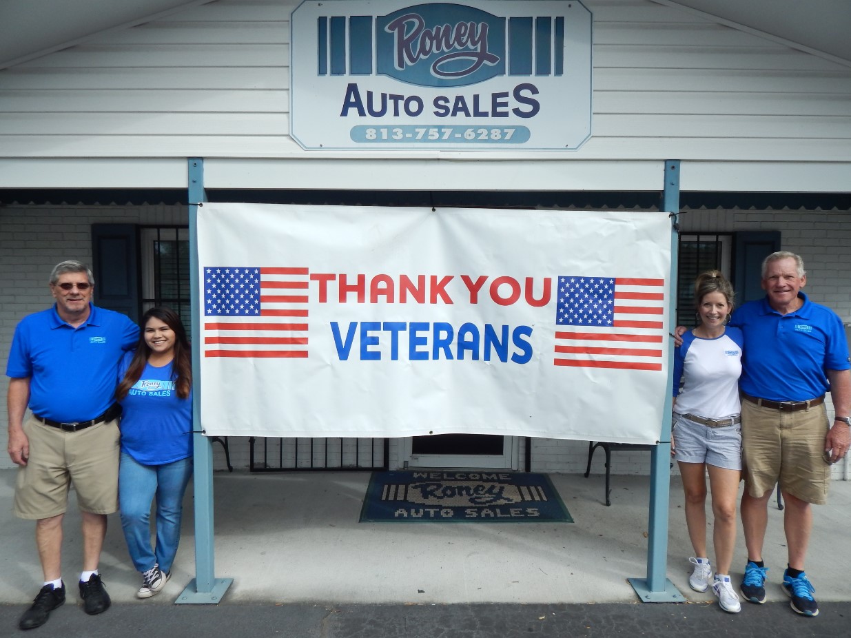 To All of America's Veterans Roney Auto Sales Plant City, FL (813) 7576287